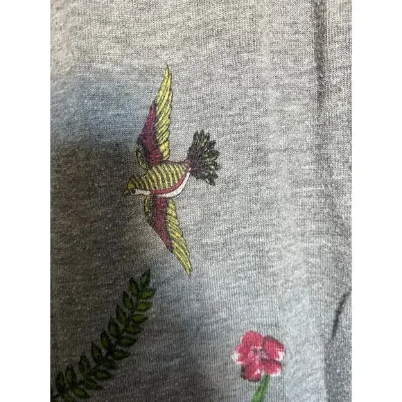 Lauren Moshi Pants Small Joggers Floral Evil Eye Gray Lightweight Sweatpants - Picture 6 of 8